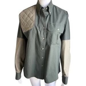 Cabelas Hunting Shirt Womens Small Green Quilted Shoulder Shooting Patch